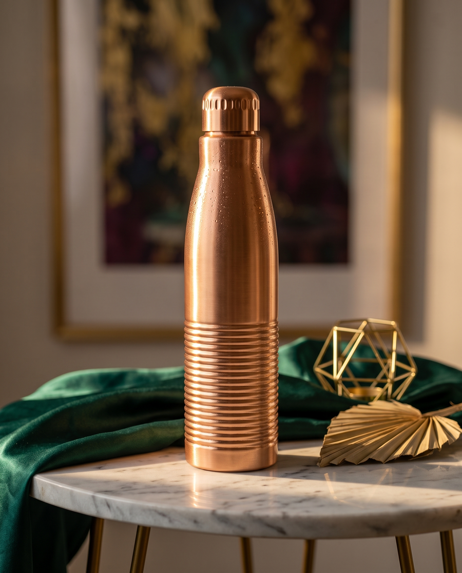 Copper PureSip Bottle 1000ml | 99% Pure Copper Water Bottle | Leakproof | Ayurvedic Copper Bottle | Premium Copper Drinking Bottle