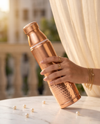 DuoSip Copper Bottle 850ml | 99% Pure Copper Water Bottle with Built-in Copper Glass | 1 Litre Leakproof | Ayurvedic Water Bottle for Daily Hydration | Handcrafted Hammered Finish 1219 Avenue