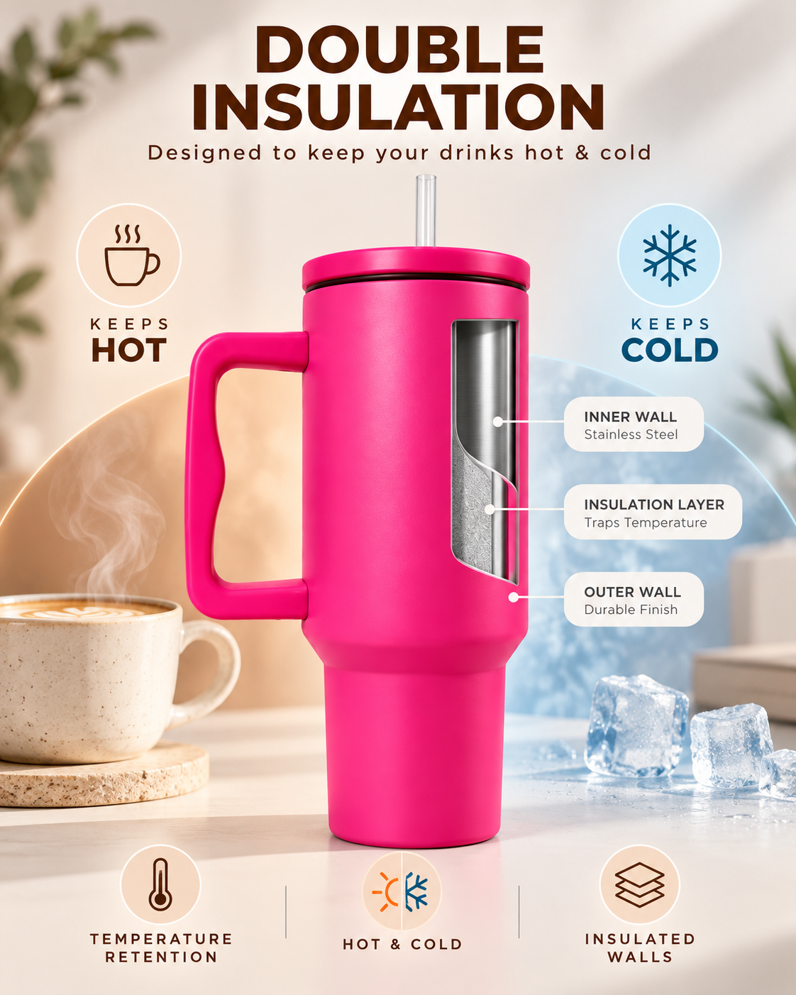 Elance WayFay Gen 3 1.2 ltr | 100% Leak-Proof | Double Walled Insulated Hot & Cold 18+ Hrs | 1200 ML| 4 Colors 1219 Avenue