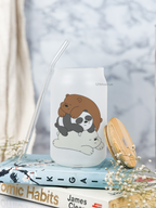 Frosted Can Shaped Sipper 500ml |Bare Bears Print| 17oz Can Tumbler with Straw and Lid 1219 Avenue India