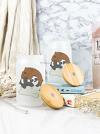 Frosted Can Shaped Sipper 500ml |Bare Bears Print| 17oz Can Tumbler with Straw and Lid 1219 Avenue India