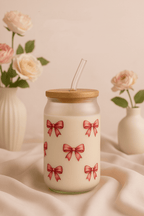 Frosted Can Shaped Sipper 500ml |Bows All Over Print| 17oz Can Tumbler with Straw and Lid 1219 Avenue