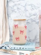 Frosted Can Shaped Sipper 500ml |Bows All Over Print| 17oz Can Tumbler with Straw and Lid 1219 Avenue
