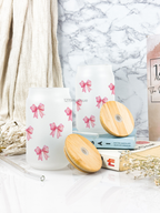 Frosted Can Shaped Sipper 500ml |Bows All Over Print| 17oz Can Tumbler with Straw and Lid 1219 Avenue