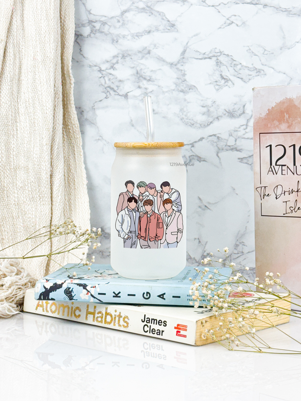 Frosted Can Shaped Sipper 500ml | BTS Print| 17oz Can Tumbler with Straw and Lid 1219 Avenue India