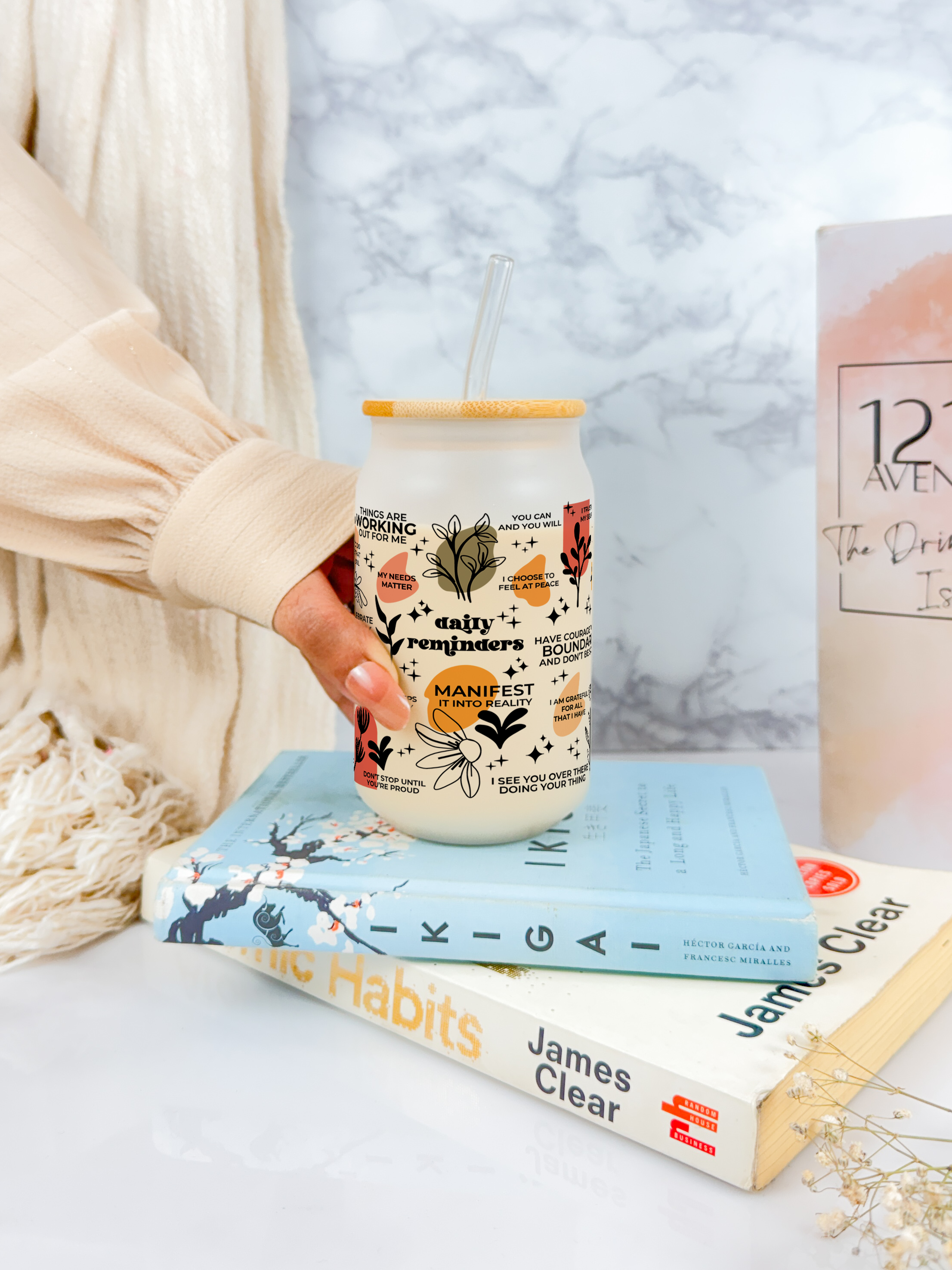 Frosted Can Shaped Sipper 500ml |Daily Reminder Print| 17oz Can Tumbler with Straw and Lid 1219 Avenue India