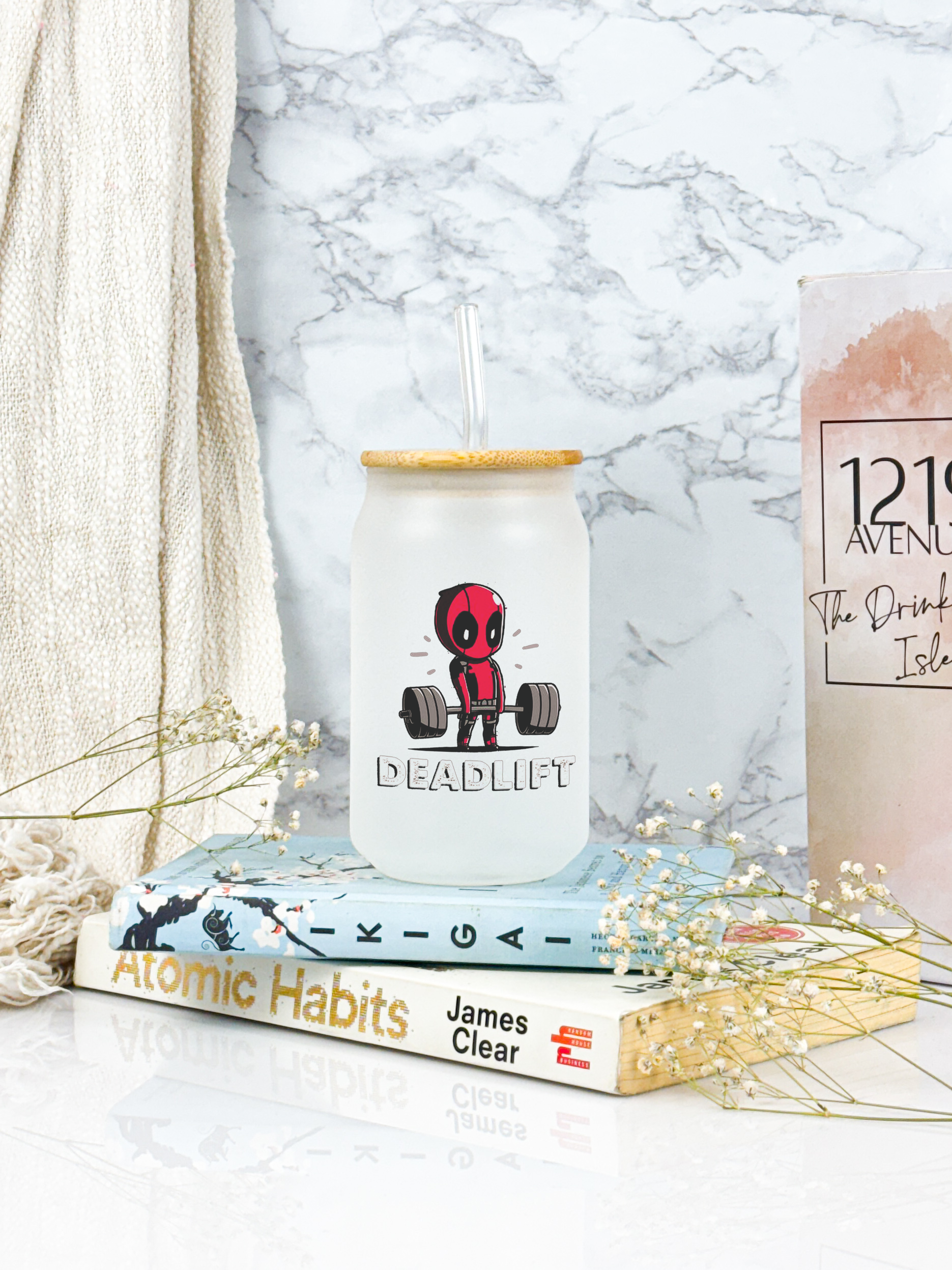 Frosted Can Shaped Sipper 500ml | Deadpool Print| 17oz Can Tumbler with Straw and Lid 1219 Avenue India