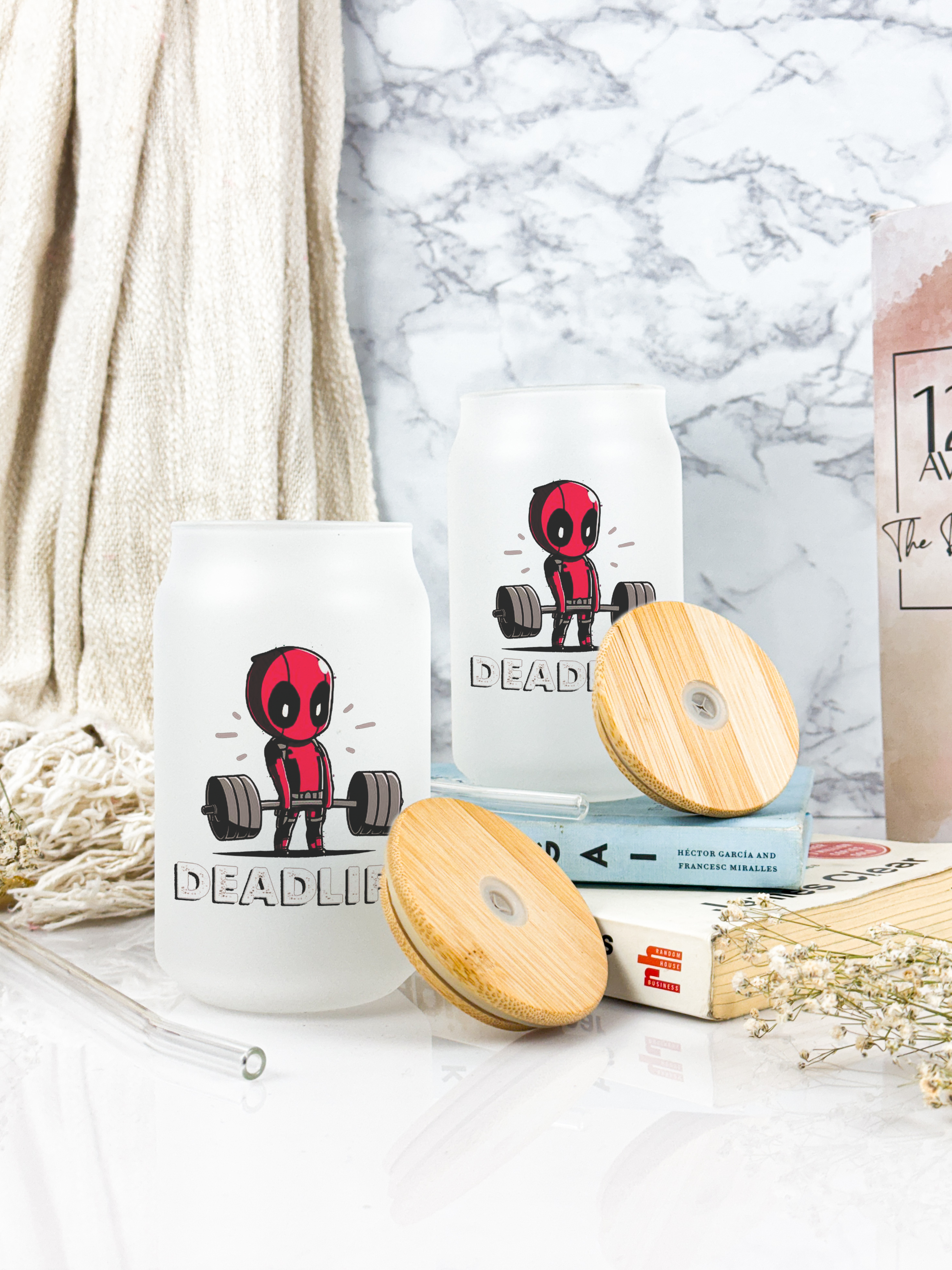 Frosted Can Shaped Sipper 500ml | Deadpool Print| 17oz Can Tumbler with Straw and Lid 1219 Avenue India