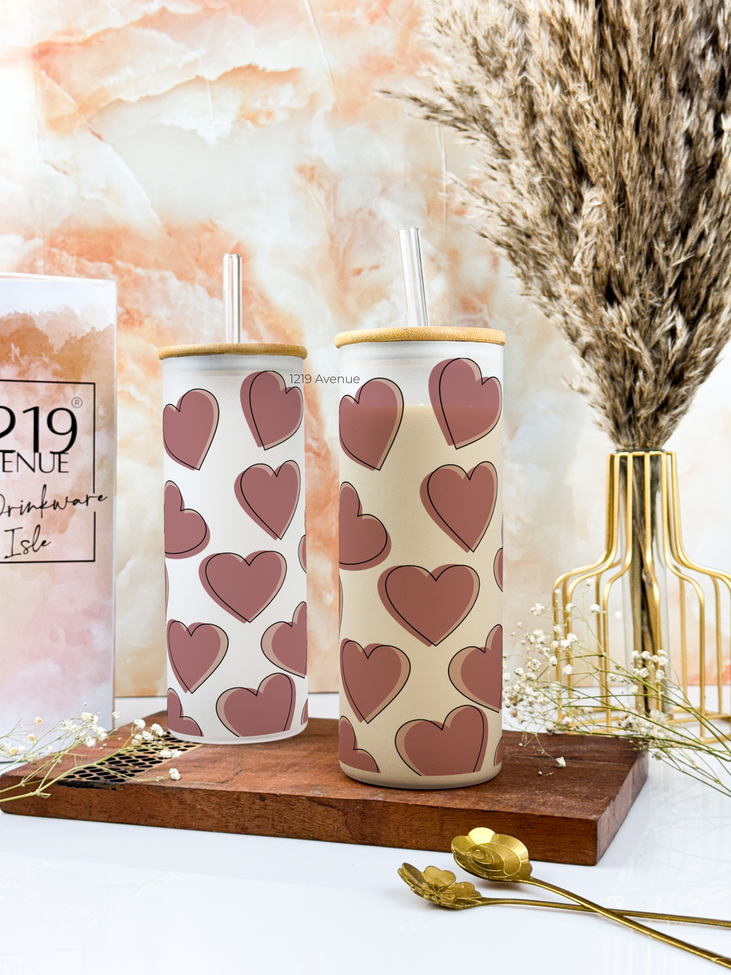 Frosted Grande Sipper 650ml| Big on Love Print| 20oz Tall Tumbler with Straw and Lid 1219 Avenue India