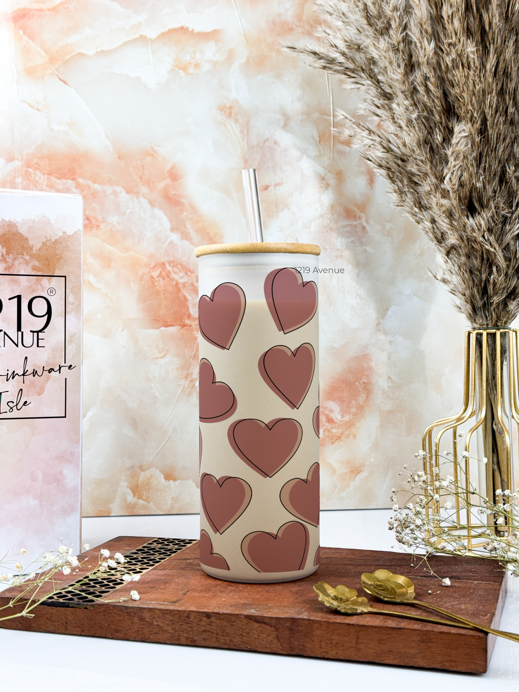 Frosted Grande Sipper 650ml| Big on Love Print| 20oz Tall Tumbler with Straw and Lid 1219 Avenue India