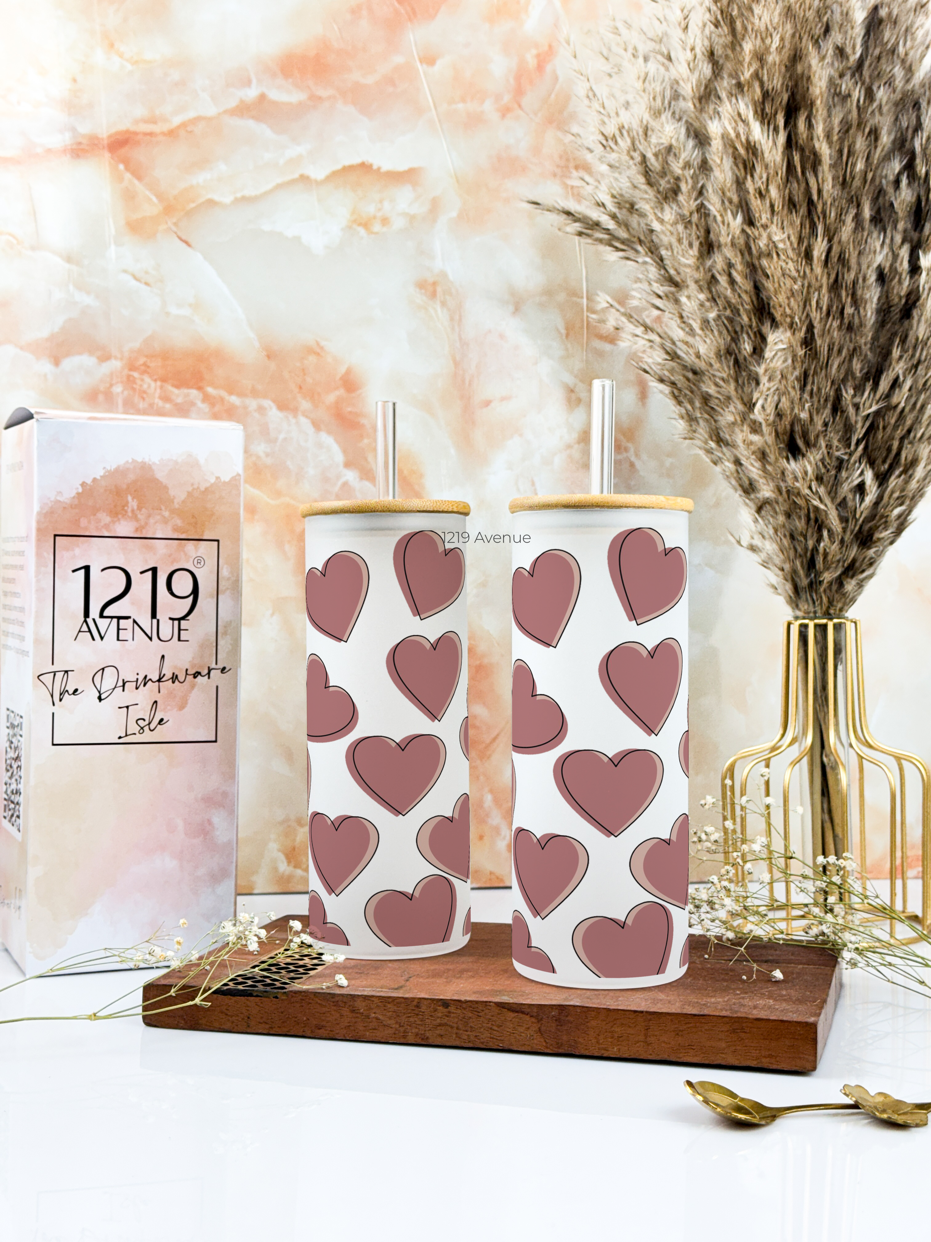 Frosted Grande Sipper 650ml| Big on Love Print| 20oz Tall Tumbler with Straw and Lid 1219 Avenue India