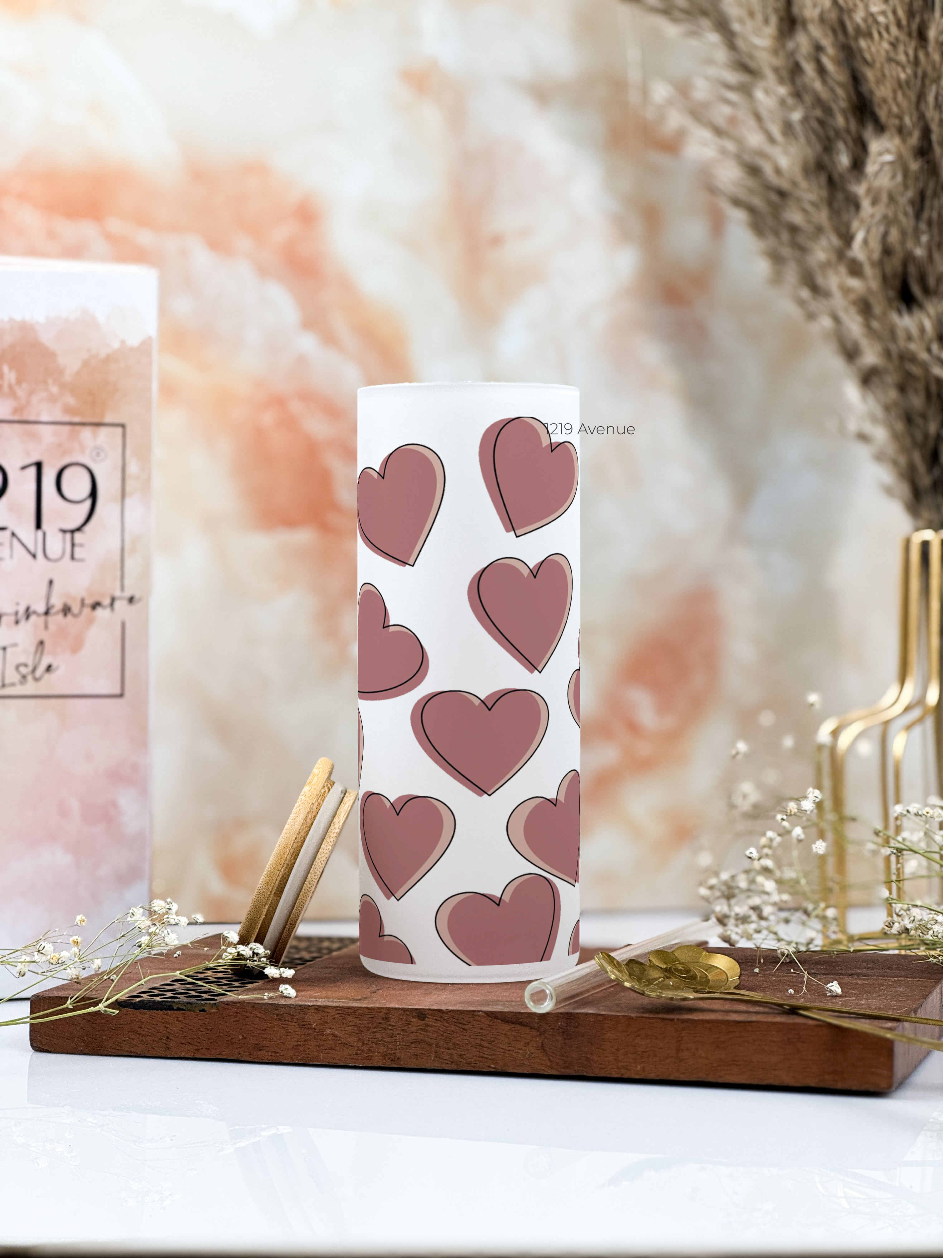 Frosted Grande Sipper 650ml| Big on Love Print| 20oz Tall Tumbler with Straw and Lid 1219 Avenue India