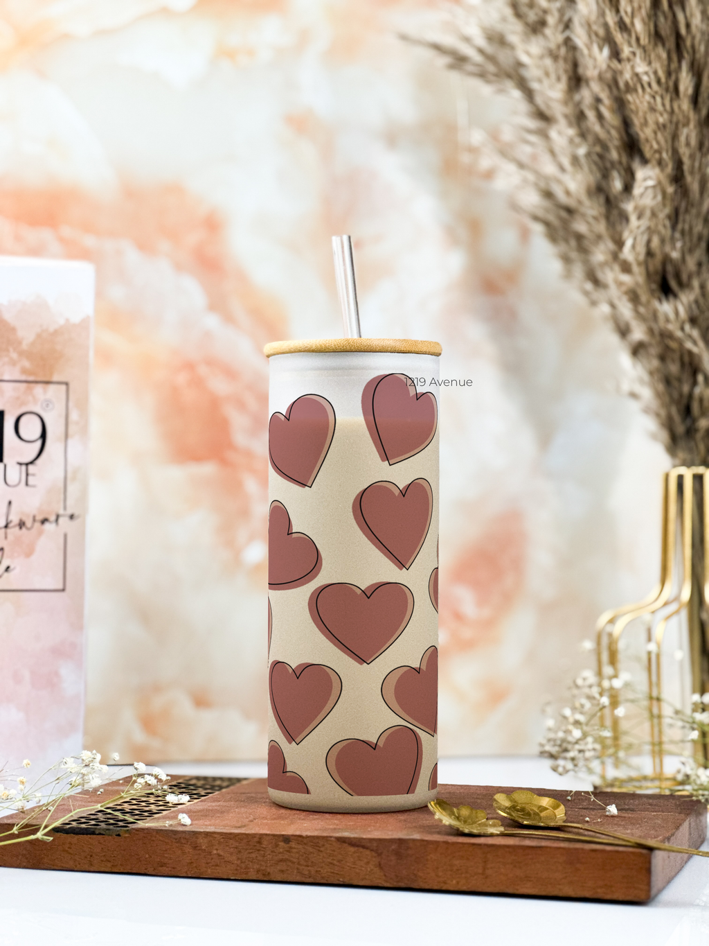 Frosted Grande Sipper 650ml| Big on Love Print| 20oz Tall Tumbler with Straw and Lid 1219 Avenue India