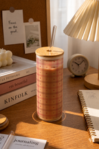 Frosted Grande Sipper 650ml| Blush Plaid Print| 20oz Tall Tumbler with Straw and Lid 1219 Avenue