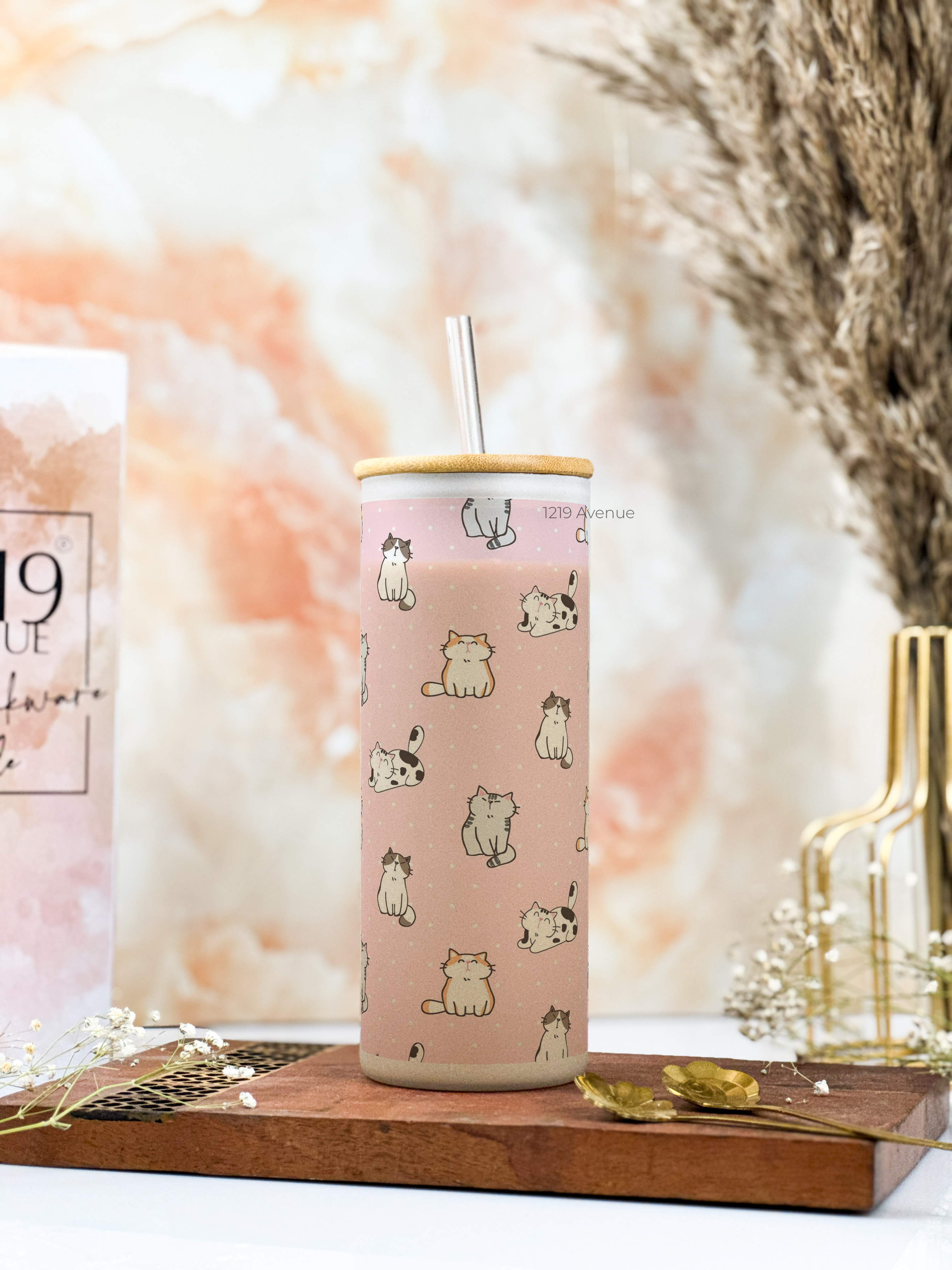 Frosted Grande Sipper 650ml| Cat Lover All Over Print| 20oz Tall Tumbler with Straw and Lid 1219 Avenue