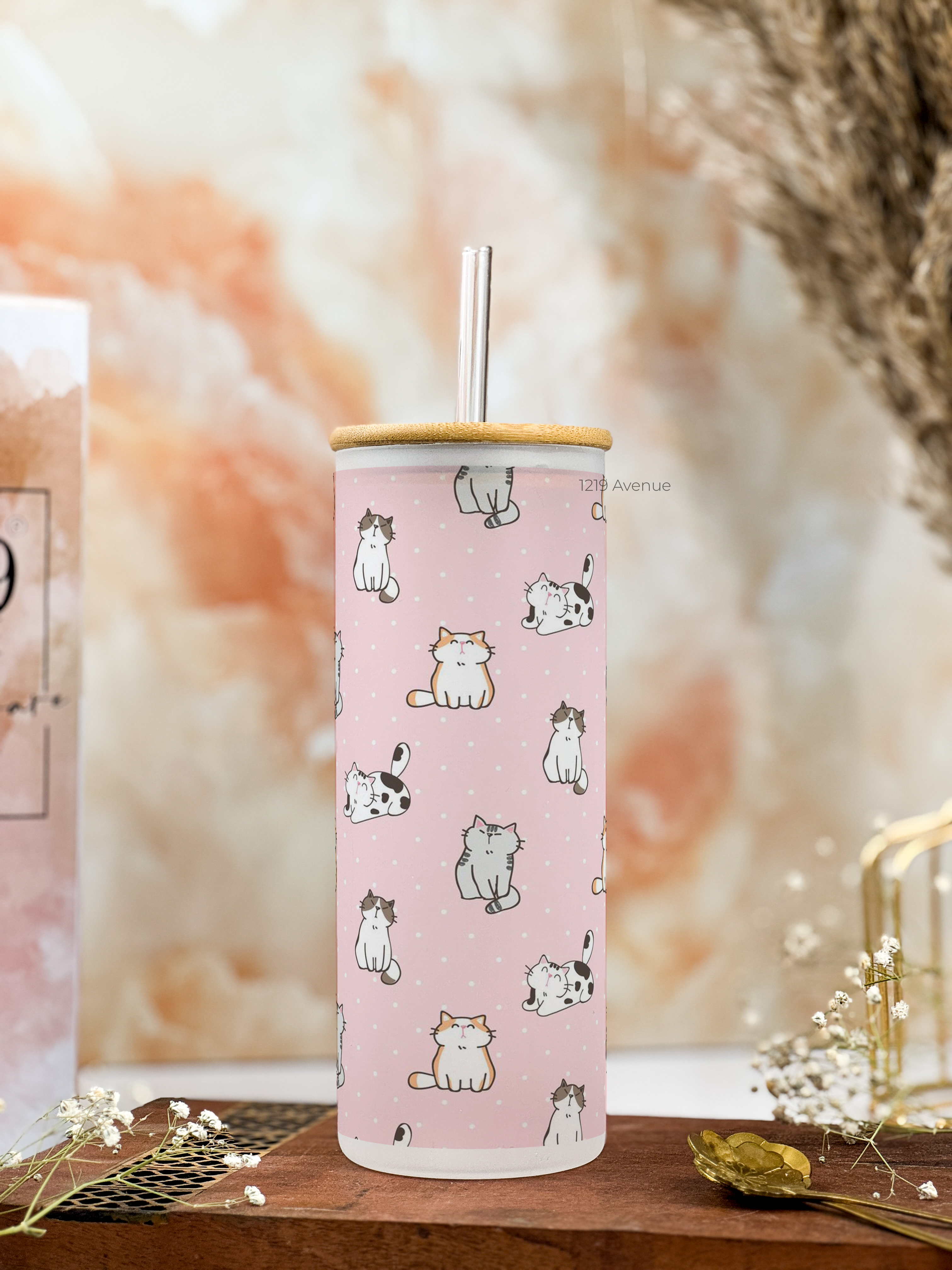 Frosted Grande Sipper 650ml| Cat Lover All Over Print| 20oz Tall Tumbler with Straw and Lid 1219 Avenue