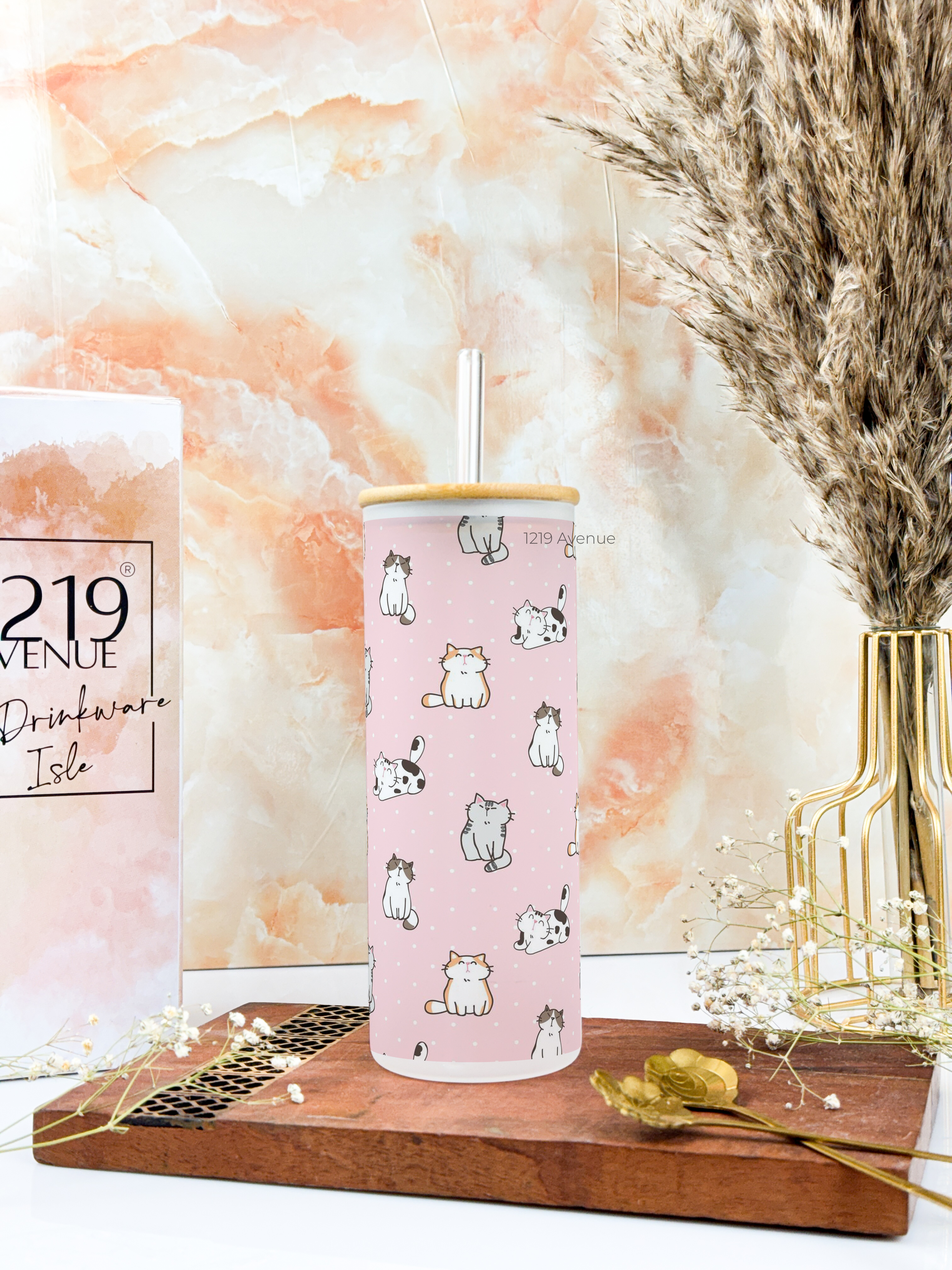 Frosted Grande Sipper 650ml| Cat Lover All Over Print| 20oz Tall Tumbler with Straw and Lid 1219 Avenue