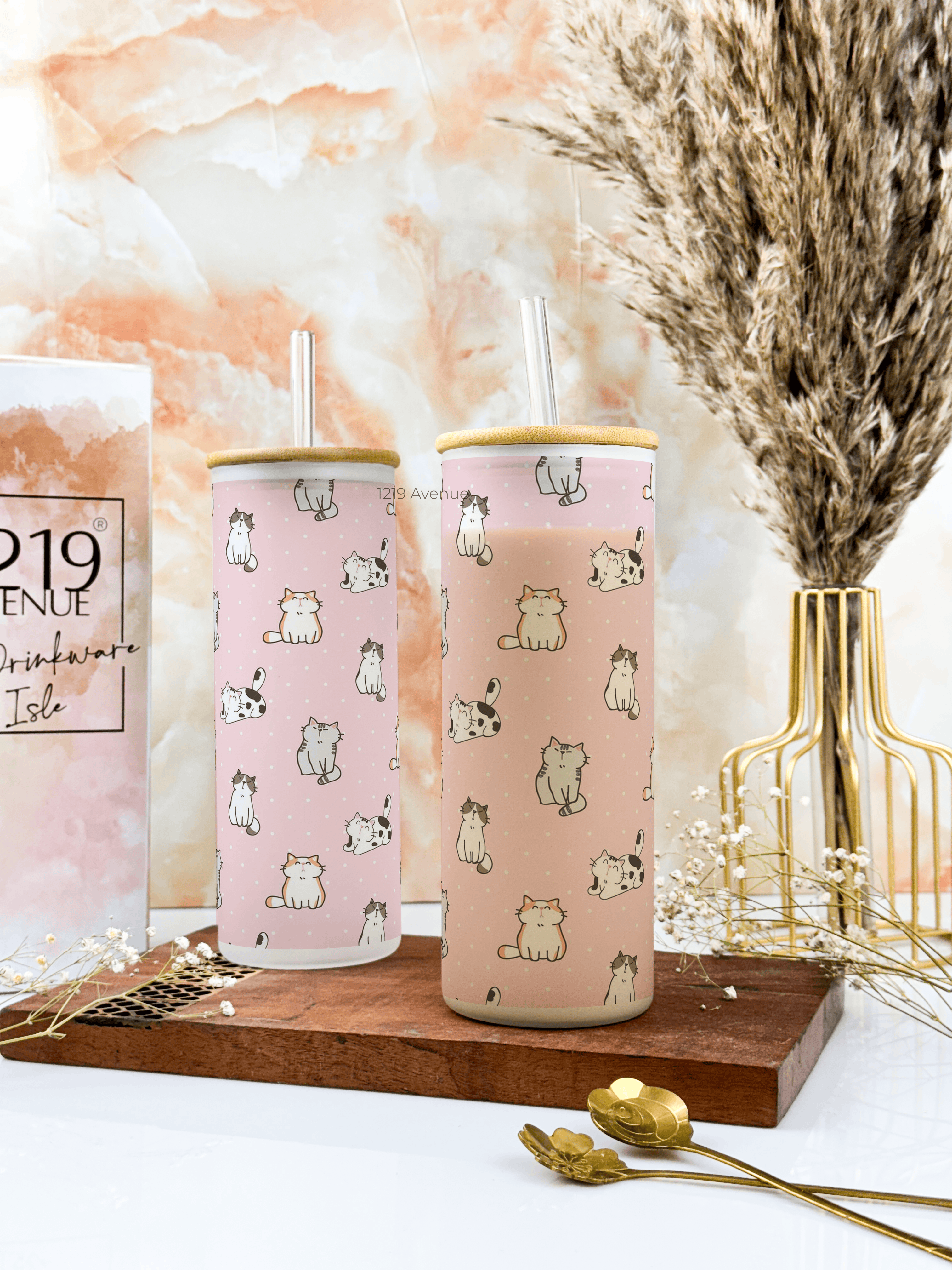Frosted Grande Sipper 650ml| Cat Lover All Over Print| 20oz Tall Tumbler with Straw and Lid 1219 Avenue