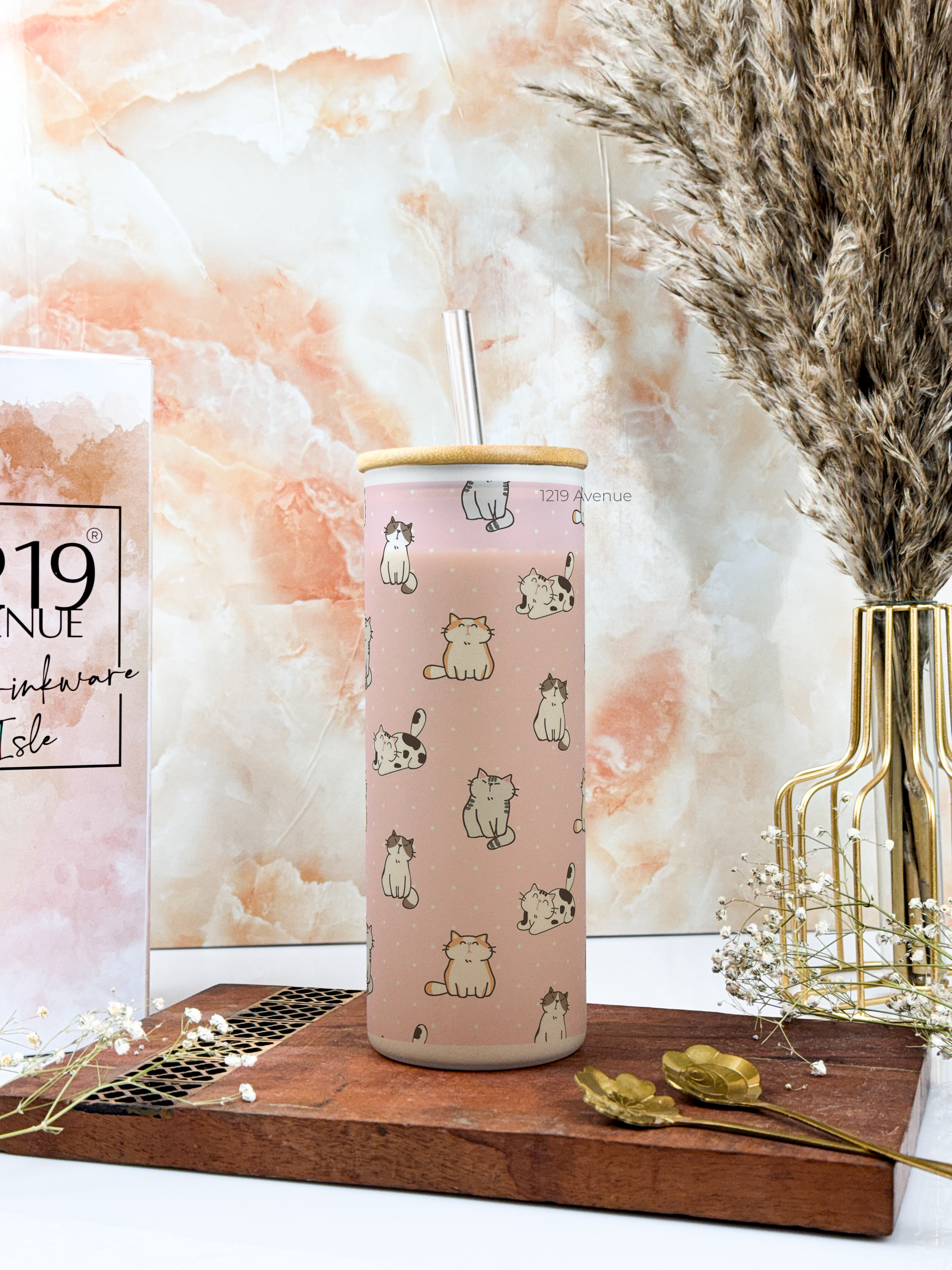 Frosted Grande Sipper 650ml| Cat Lover All Over Print| 20oz Tall Tumbler with Straw and Lid 1219 Avenue