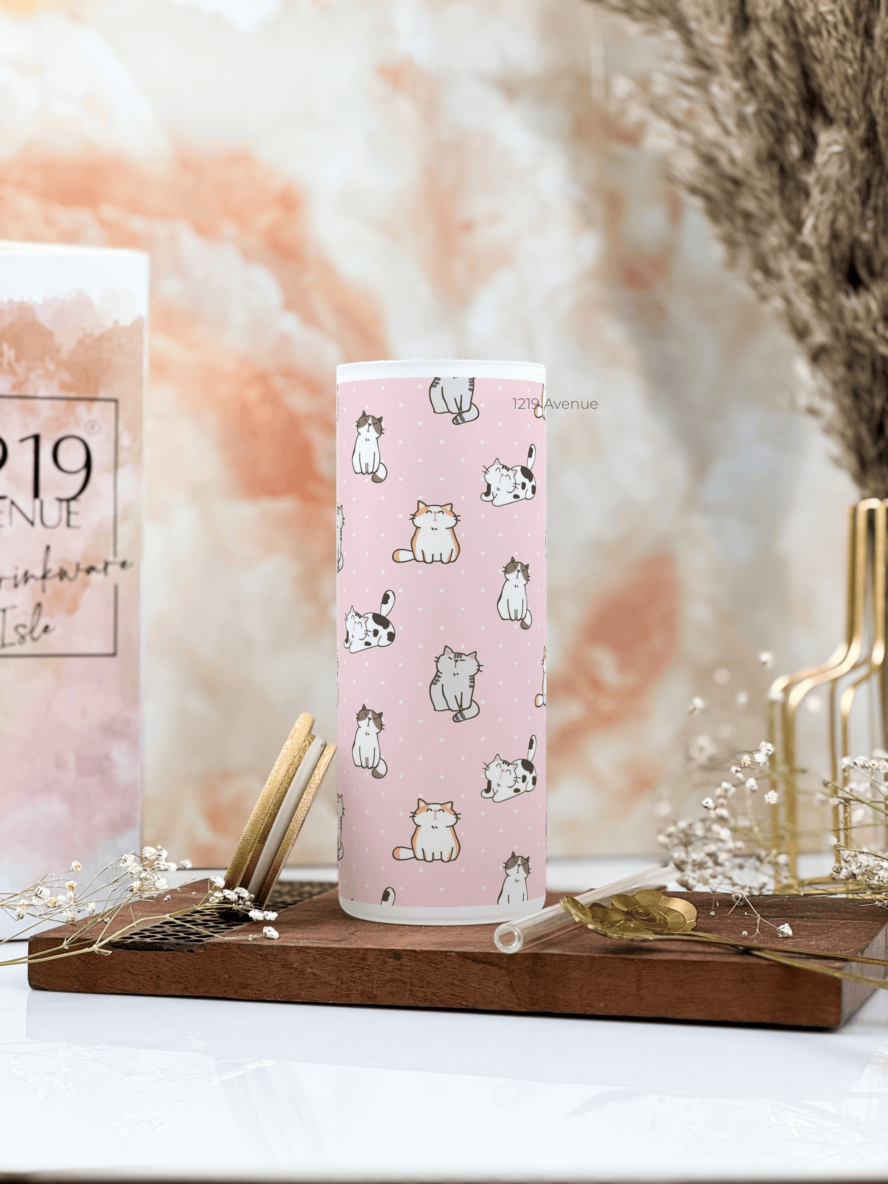 Frosted Grande Sipper 650ml| Cat Lover All Over Print| 20oz Tall Tumbler with Straw and Lid 1219 Avenue