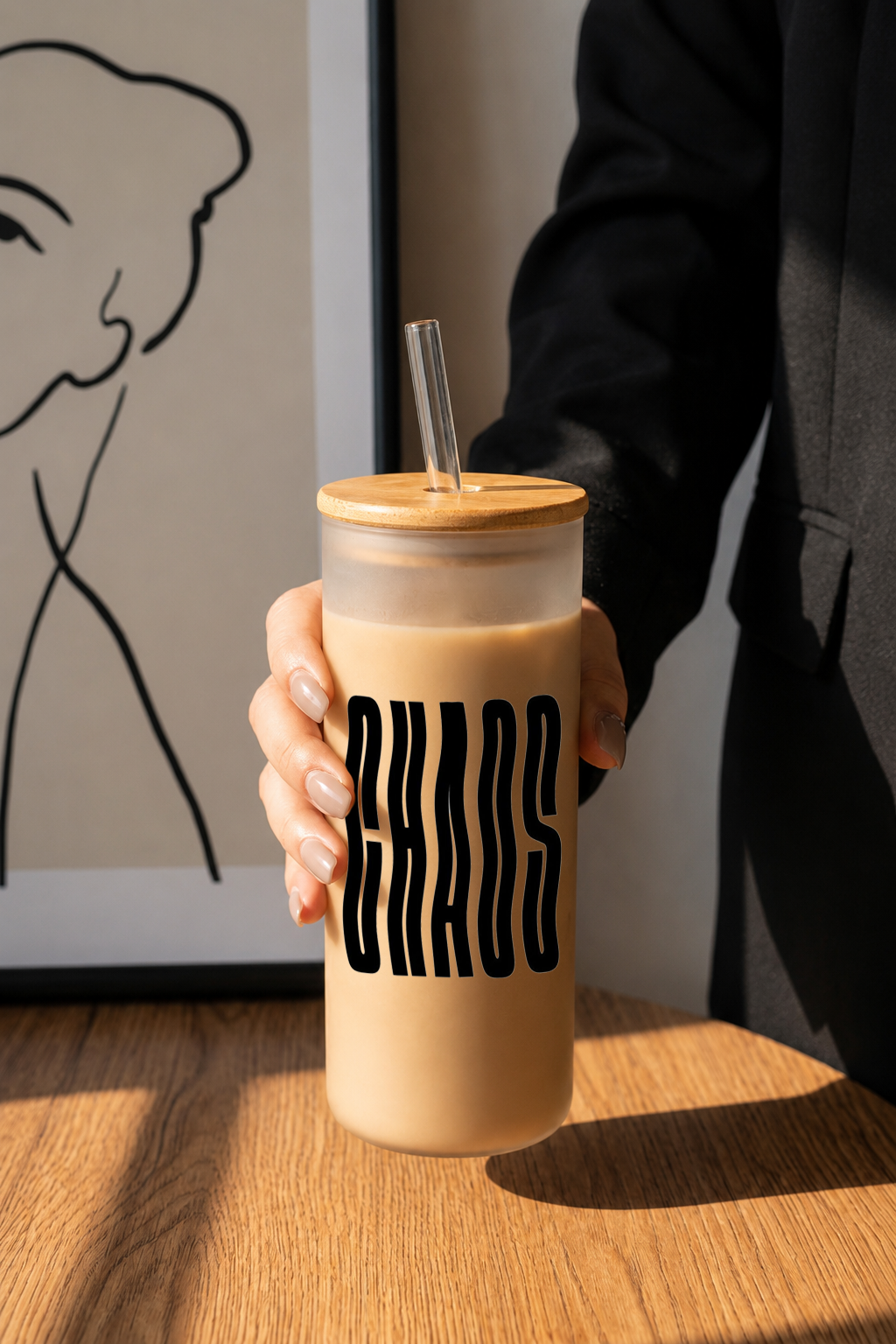 Frosted Grande Sipper 650ml| Chaos Print| 20oz Tall Tumbler with Straw and Lid 1219 Avenue