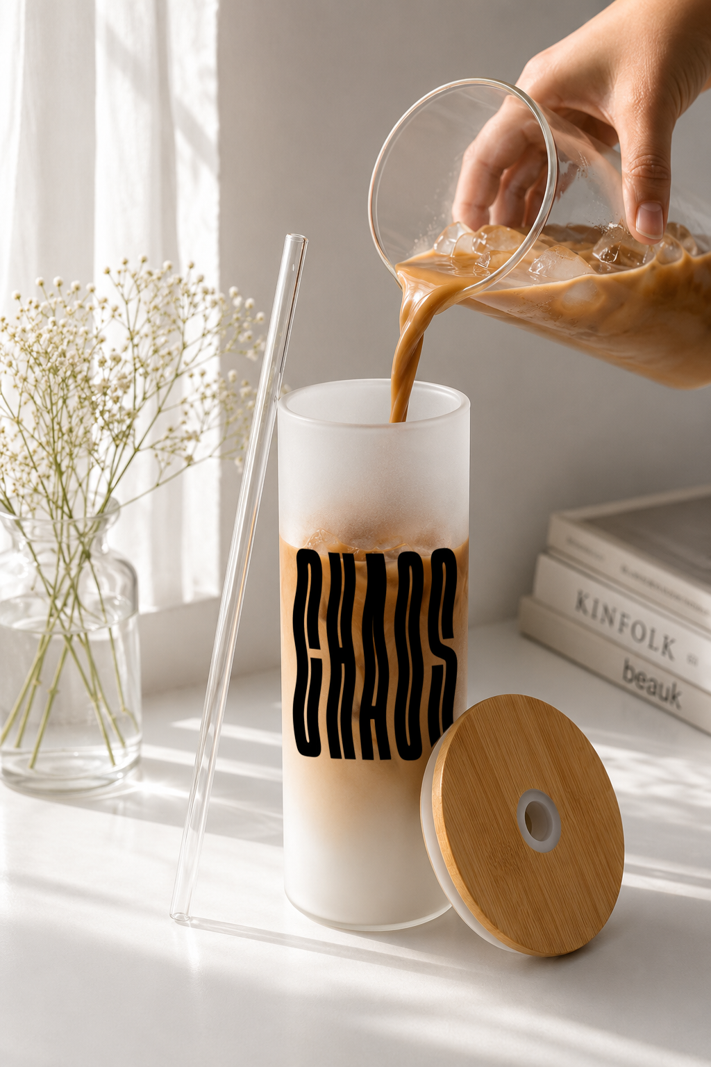 Frosted Grande Sipper 650ml| Chaos Print| 20oz Tall Tumbler with Straw and Lid 1219 Avenue