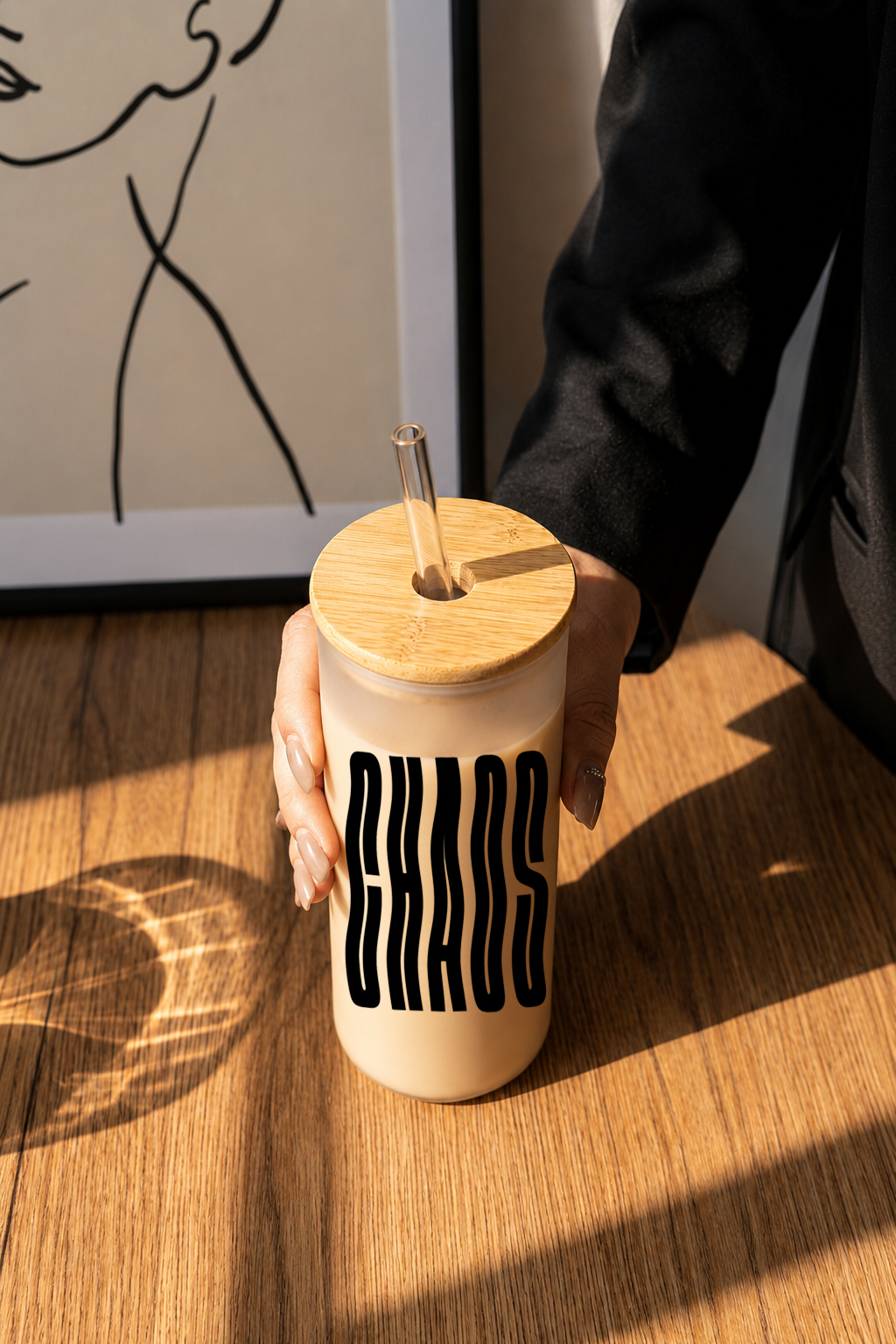 Frosted Grande Sipper 650ml| Chaos Print| 20oz Tall Tumbler with Straw and Lid 1219 Avenue