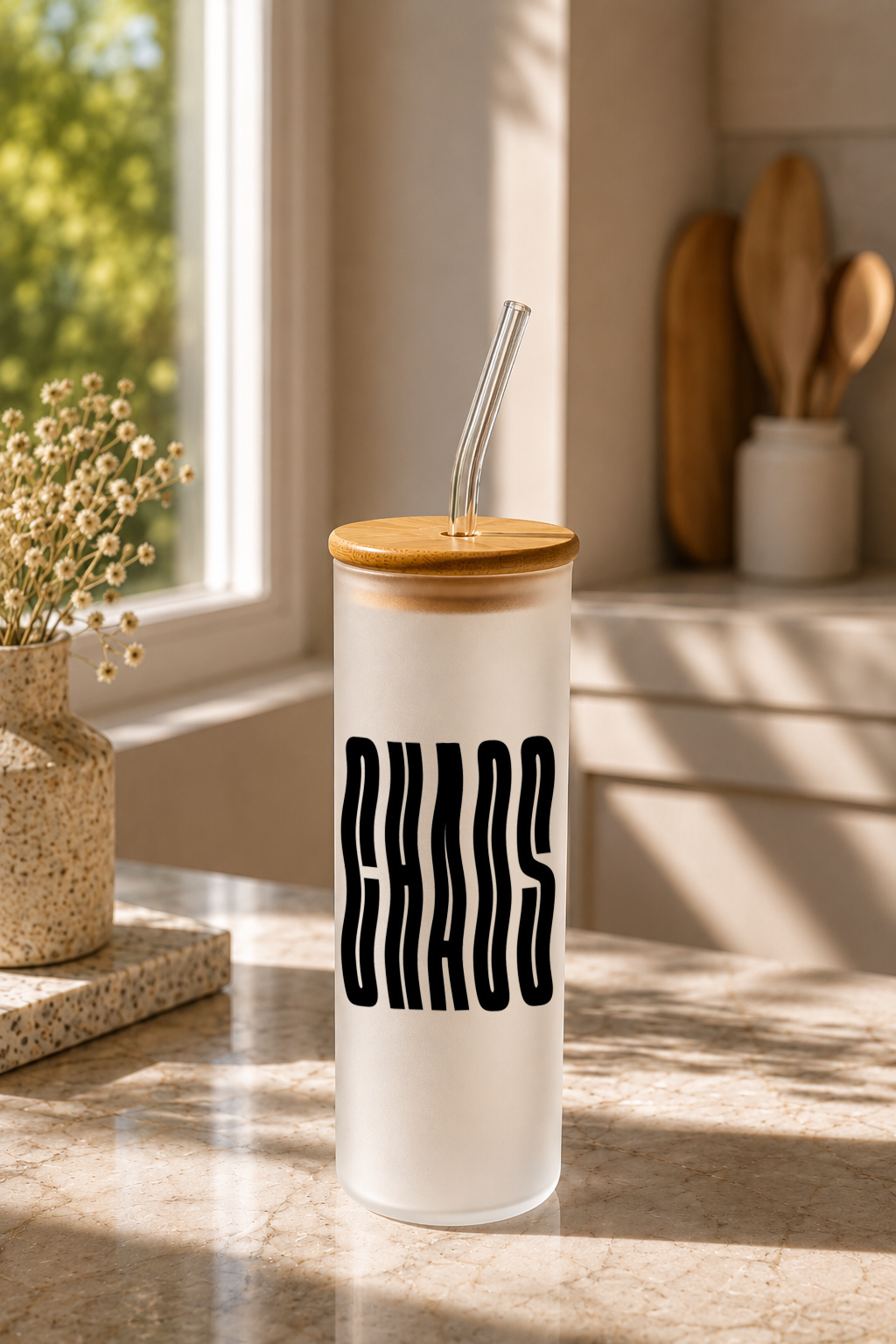 Frosted Grande Sipper 650ml| Chaos Print| 20oz Tall Tumbler with Straw and Lid 1219 Avenue