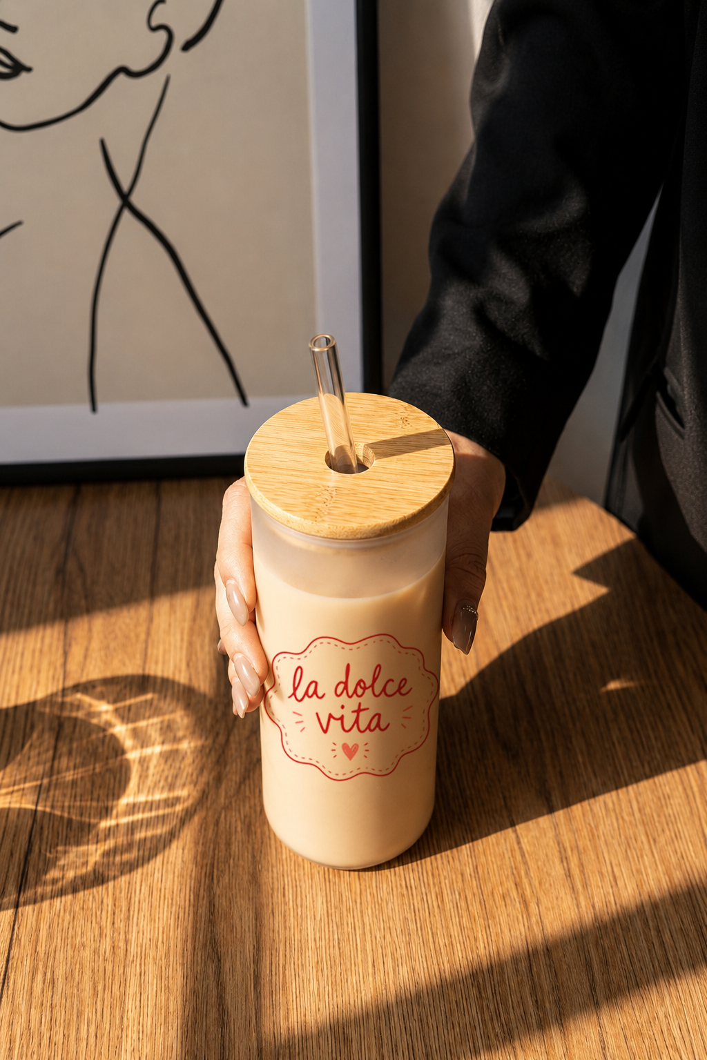 Frosted Grande Sipper 650ml| Dois Romance Print| 20oz Tall Tumbler with Straw and Lid 1219 Avenue