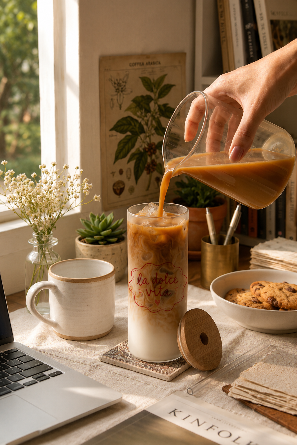 Frosted Grande Sipper 650ml| Dois Romance Print| 20oz Tall Tumbler with Straw and Lid 1219 Avenue