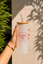 Frosted Grande Sipper 650ml| Dois Romance Print| 20oz Tall Tumbler with Straw and Lid 1219 Avenue