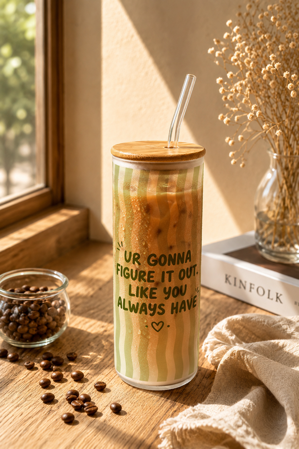 Frosted Grande Sipper 650ml| Figure It Out Print| 20oz Tall Tumbler with Straw and Lid 1219 Avenue