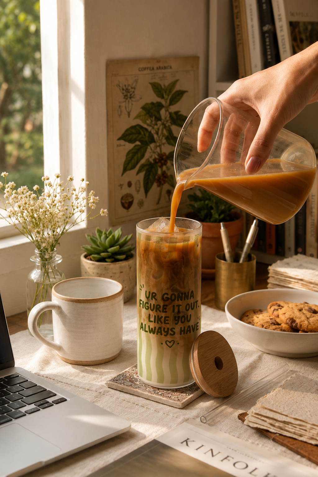 Frosted Grande Sipper 650ml| Figure It Out Print| 20oz Tall Tumbler with Straw and Lid 1219 Avenue
