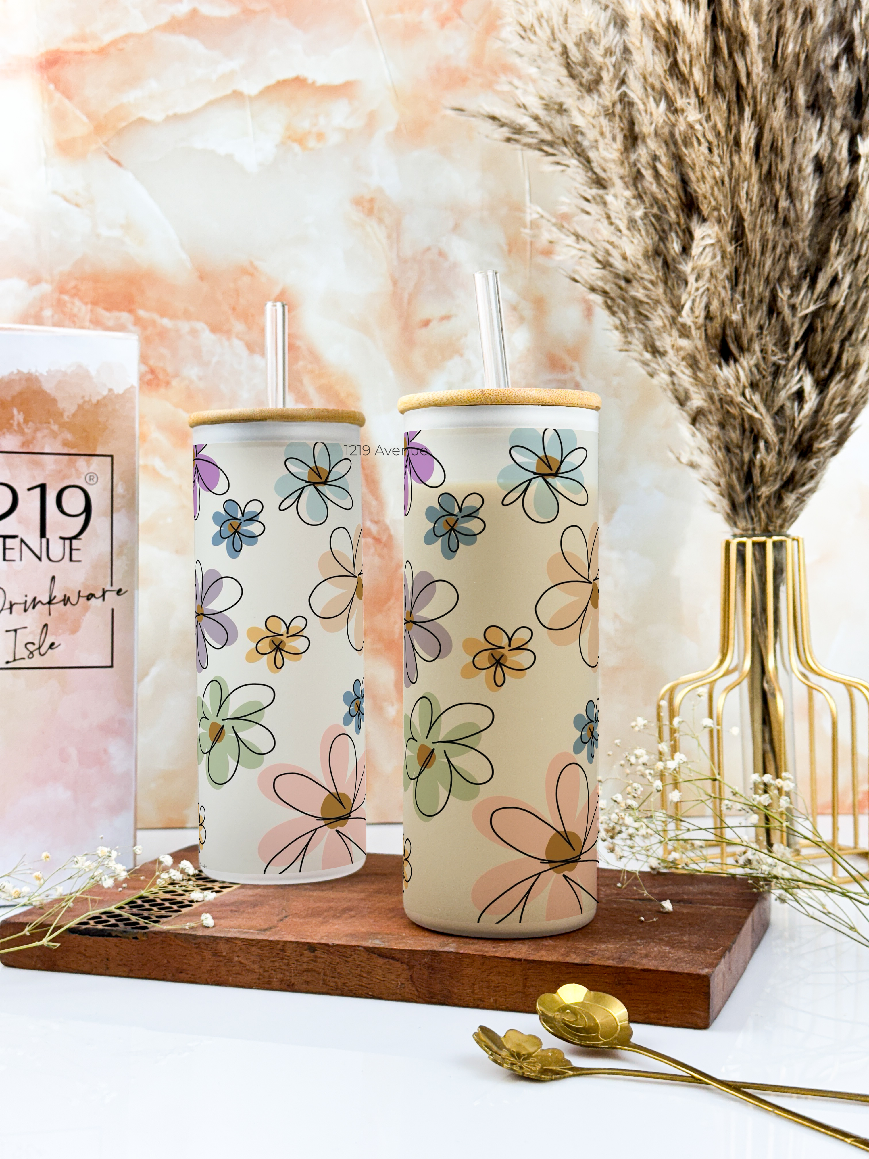 Frosted Grande Sipper 650ml| Floral Bliss Print| 20oz Tall Tumbler with Straw and Lid 1219 Avenue India