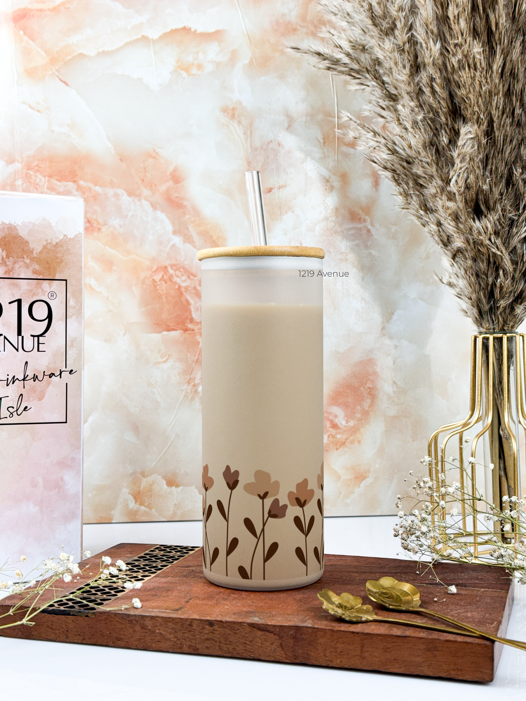 Frosted Grande Sipper 650ml| Flower Valley Print| 20oz Tall Tumbler with Straw and Lid 1219 Avenue India