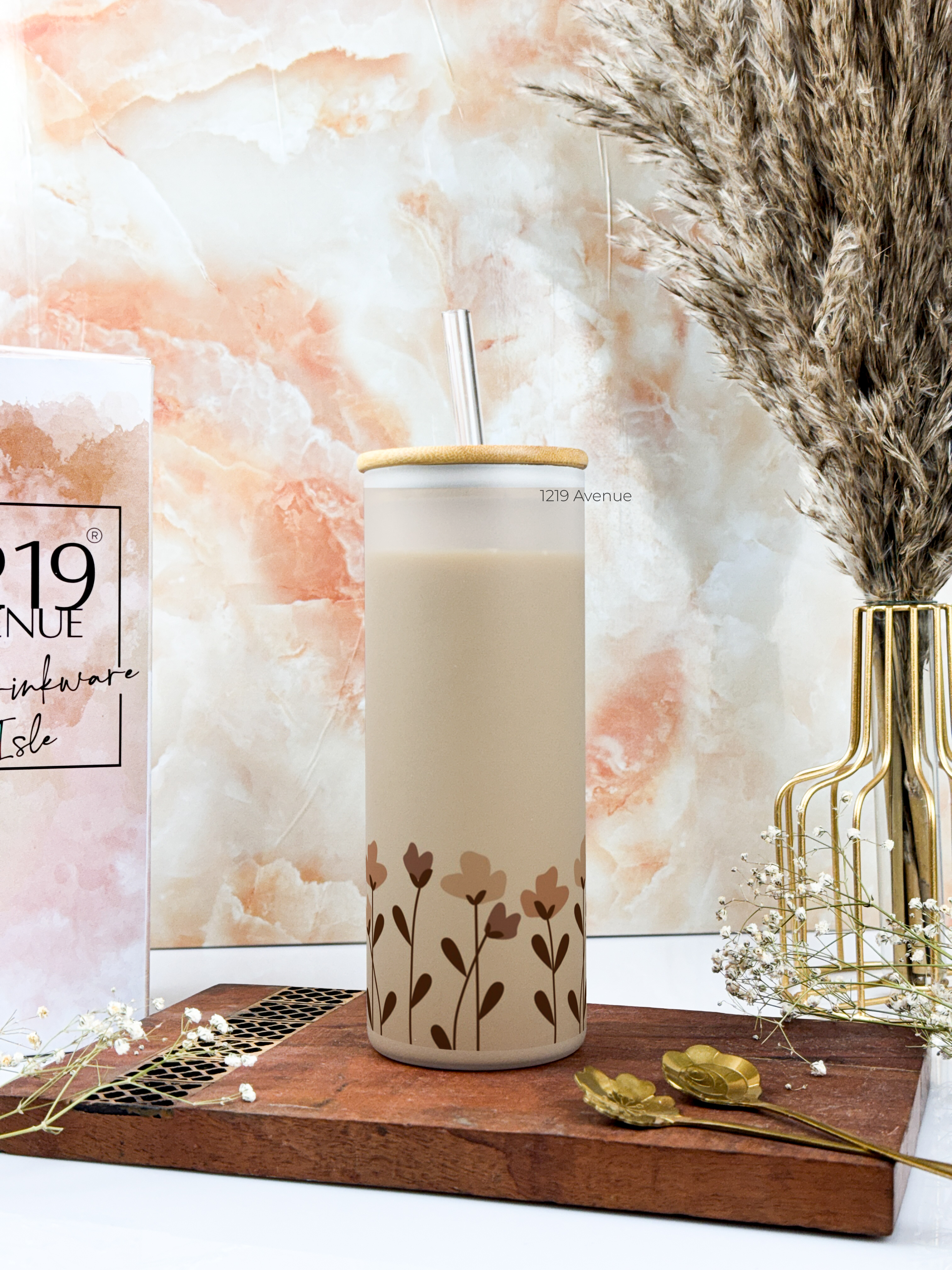 Frosted Grande Sipper 650ml| Flower Valley Print| 20oz Tall Tumbler with Straw and Lid 1219 Avenue India