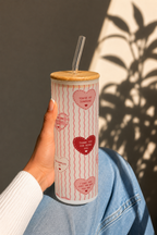 Frosted Grande Sipper 650ml|Heart Notes Print| 20oz Tall Tumbler with Straw and Lid 1219 Avenue