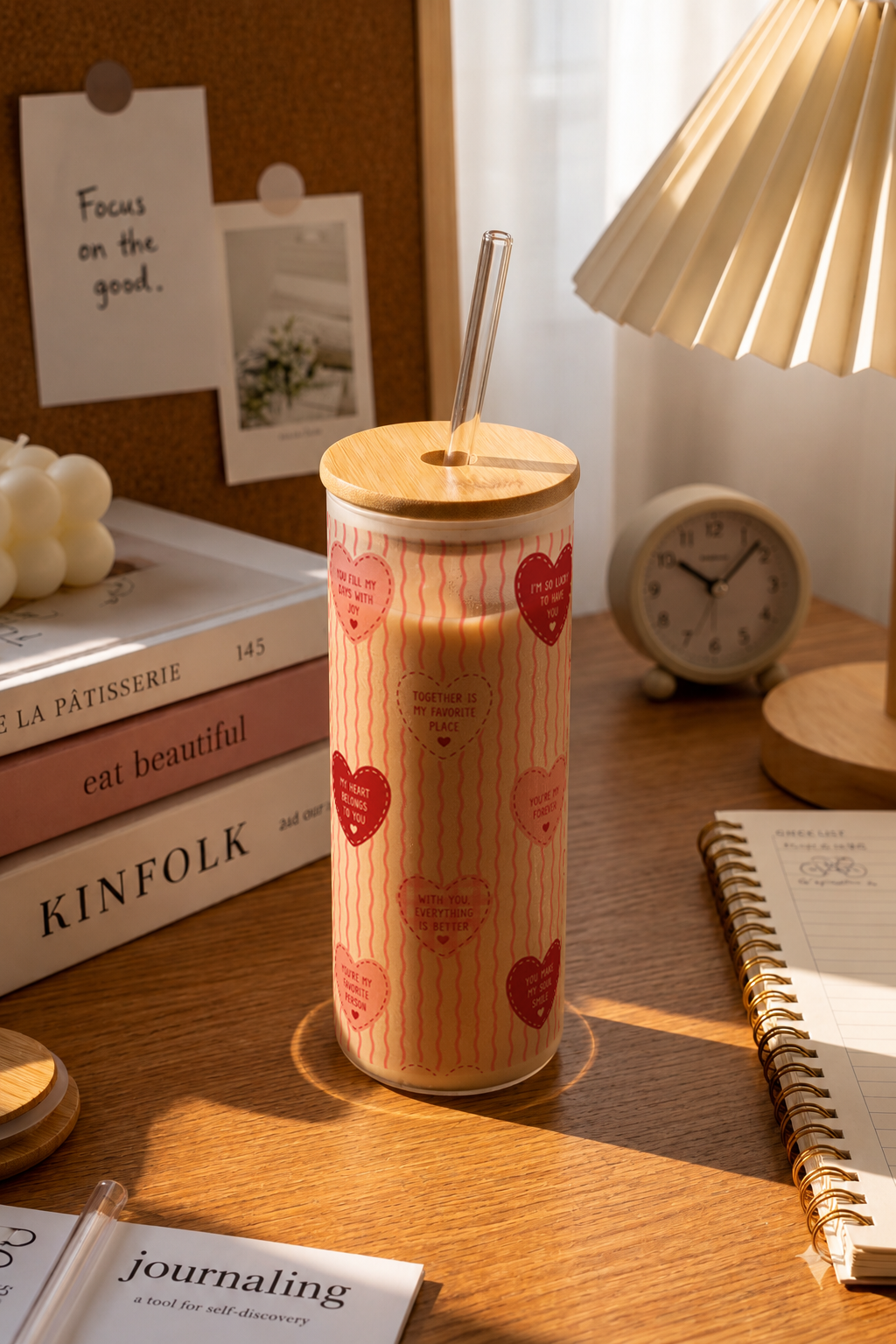 Frosted Grande Sipper 650ml|Heart Notes Print| 20oz Tall Tumbler with Straw and Lid 1219 Avenue