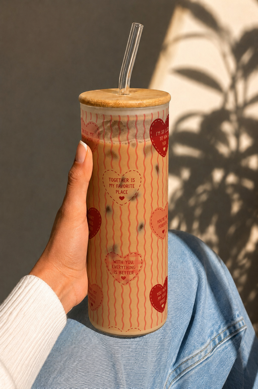 Frosted Grande Sipper 650ml|Heart Notes Print| 20oz Tall Tumbler with Straw and Lid 1219 Avenue