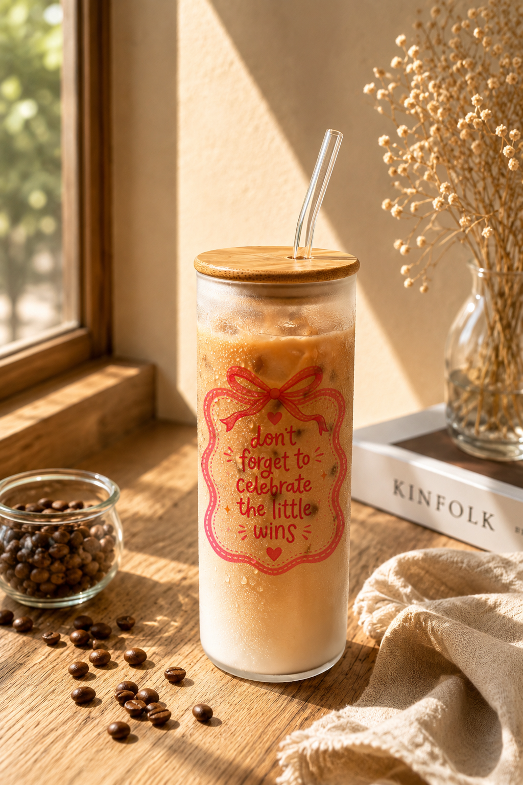 Frosted Grande Sipper 650ml|Little Wins Print| 20oz Tall Tumbler with Straw and Lid 1219 Avenue
