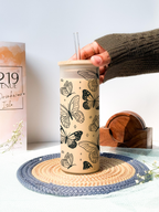 Frosted Grande Sipper 650ml| Papillon Flutter Print| 20oz Tall Tumbler with Straw and Lid 1219 Avenue India