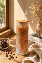 Frosted Grande Sipper 650ml|Patch Work Poetry Print| 20oz Tall Tumbler with Straw and Lid 1219 Avenue