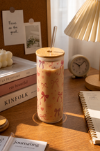 Frosted Grande Sipper 650ml|Soft Hearts And Bows Print| 20oz Tall Tumbler with Straw and Lid 1219 Avenue