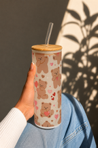 Frosted Grande Sipper 650ml|Teddy Luxe Print| 20oz Tall Tumbler with Straw and Lid 1219 Avenue