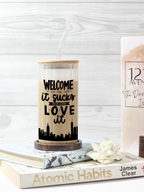 Frosted Ripple Taille Sipper 500ml| Friends Themed Print | 18oz Ripple Frosted Glass Tumbler with lid and straw 1219 Avenue India