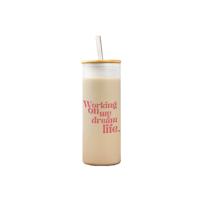 Frosted Grande Sipper 650ml| Dream Life Print| 20oz Tall Tumbler with Straw and Lid