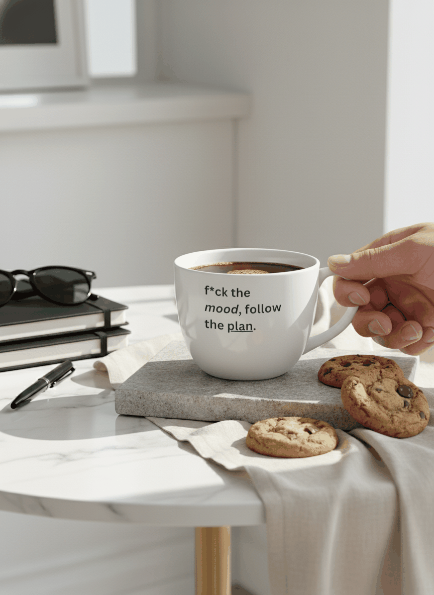 Grande Ceramic Coffee & Tea Cup – 380 ml | “Follow The Plan” Permanent Print | Premium Quality Ceramic Mug for Home, Office & Gifting 1219 Avenue India