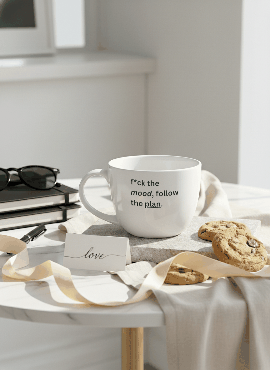 Grande Ceramic Coffee & Tea Cup – 380 ml | “Follow The Plan” Permanent Print | Premium Quality Ceramic Mug for Home, Office & Gifting 1219 Avenue India