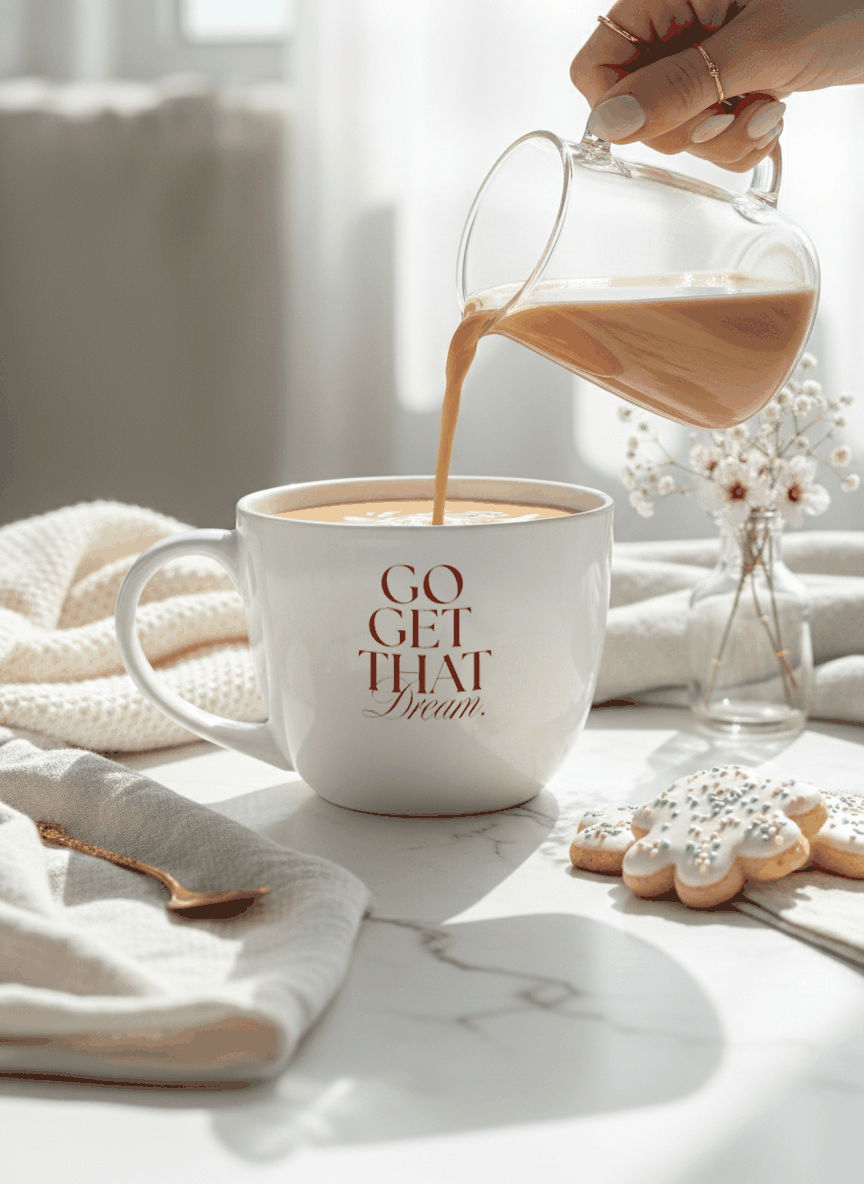 Grande Ceramic Coffee & Tea Cup – 380 ml | “Get That Dream” Permanent Print | Premium Quality Ceramic Mug for Home, Office & Gifting 1219 Avenue India