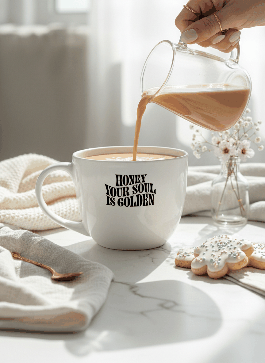 Grande Ceramic Coffee & Tea Cup – 380 ml | “Golden Soul” Permanent Print | Premium Quality Ceramic Mug for Home, Office & Gifting 1219 Avenue India